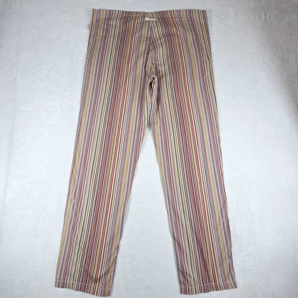 Paul Smith Men's L 2pc Striped Cotton Pajama Set Long Sleeve Button Pockets